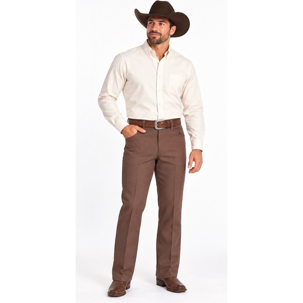 Wrangler Wrancher 82BN Dress Jeans Men's 36x30 Brown Western Cowboy Pants